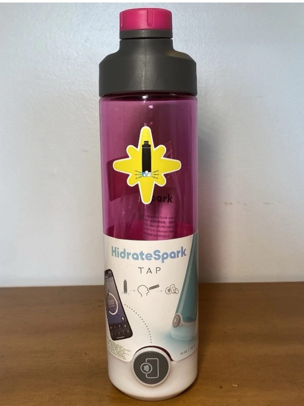 New Hidrate Spark 24 oz Color Changing Smart Water Bottle Cup Chug Screw Pink